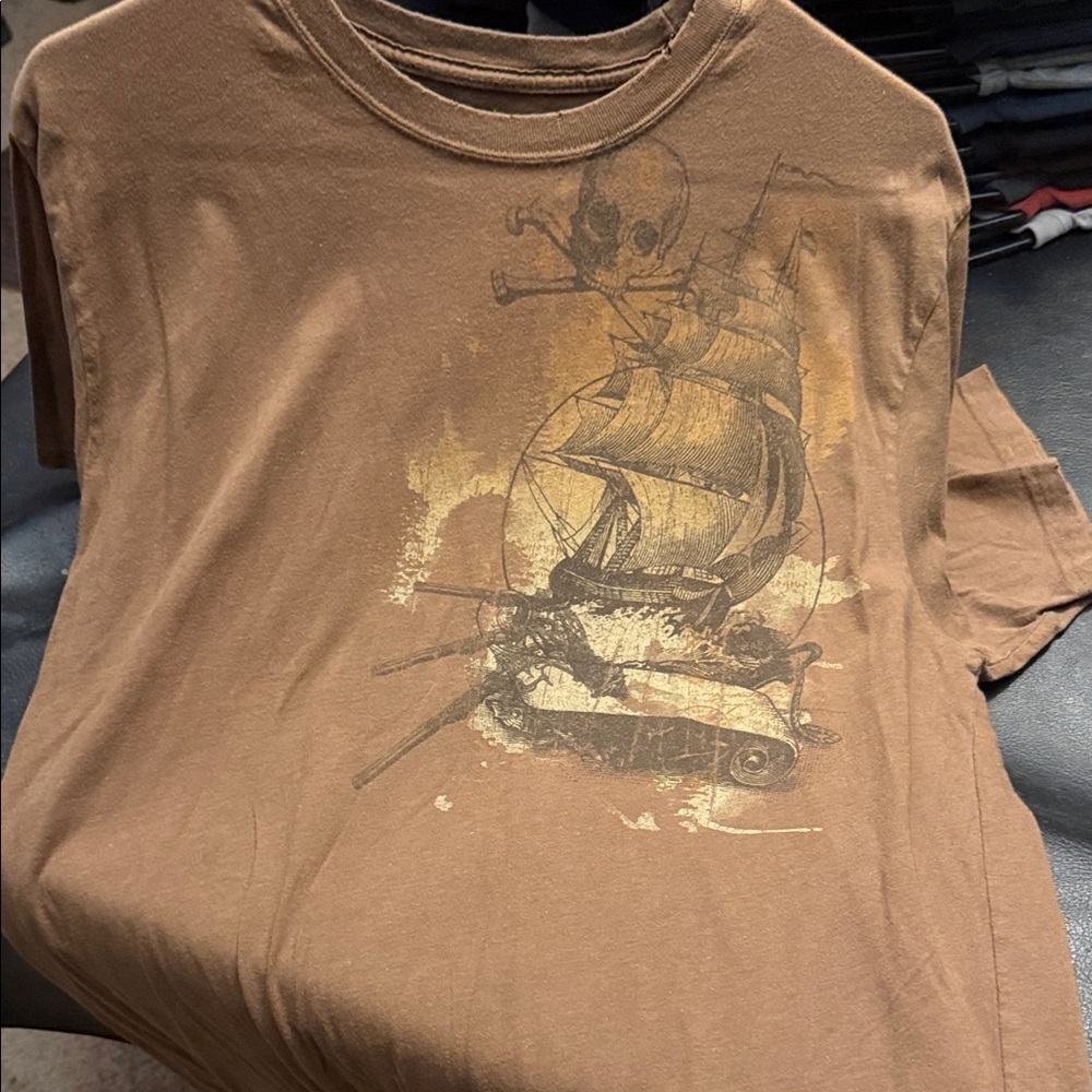 Stranded Brown Pirate Ship Graphic Tee